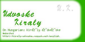 udvoske kiraly business card